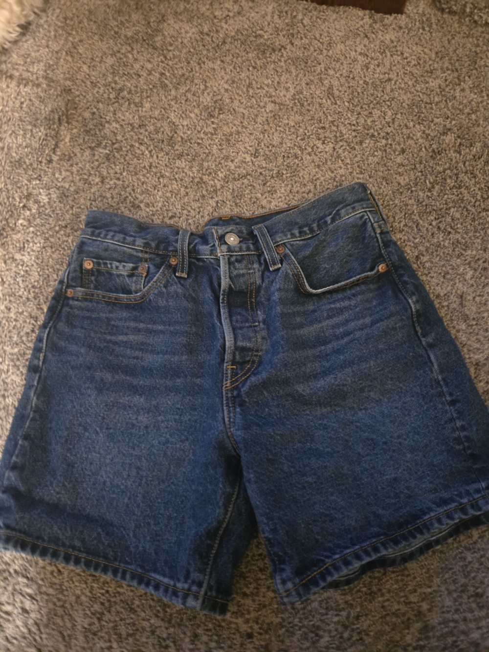 High-Rise Dark Blue Denim Shorts for Women
